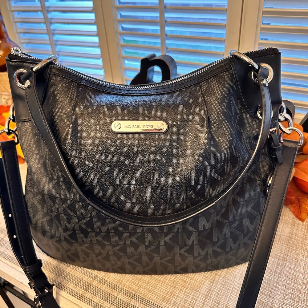 Michael Kors Monogram Black Shoulder Bag